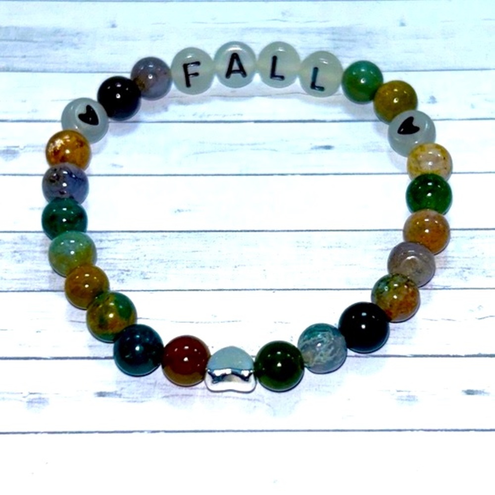 Handmade Glow-In-The-DARK Fall Bracelet with Natural Indian Agate Stones!